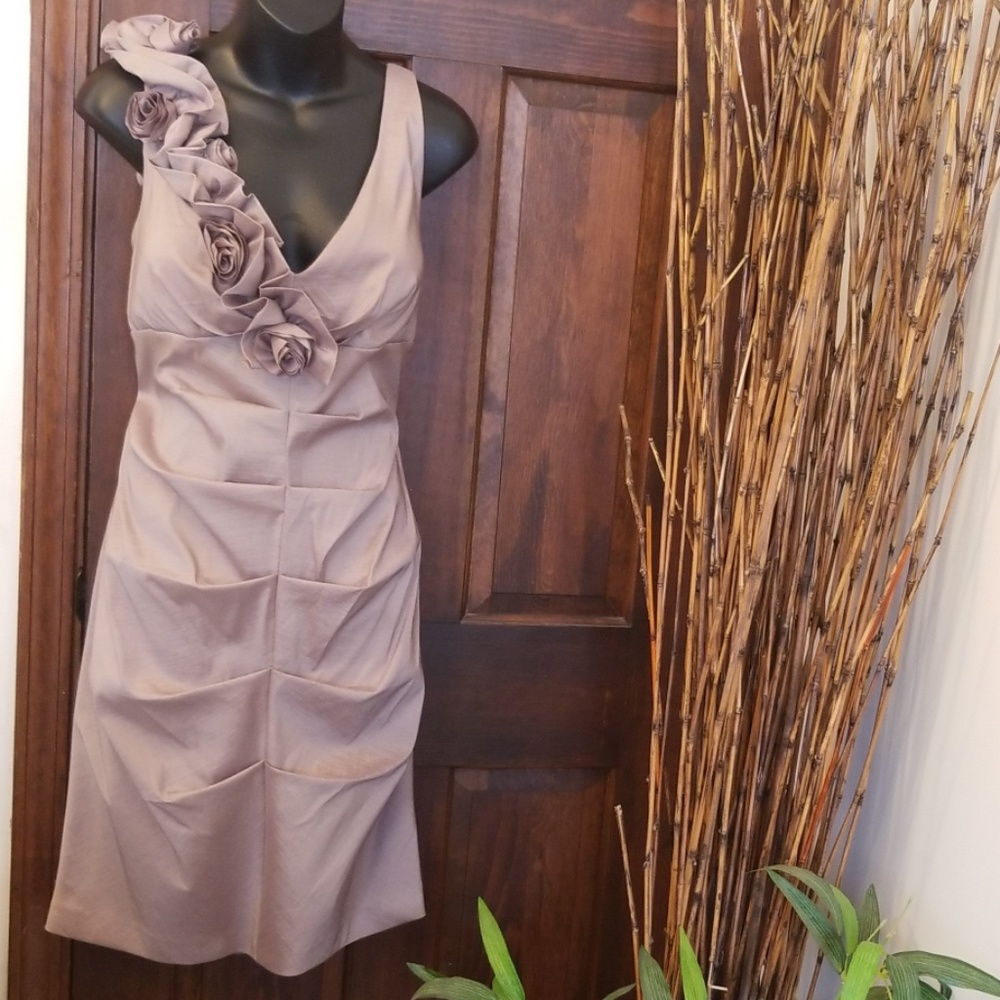 S.L. Fashions One Shoulder Dress with Floral Detail